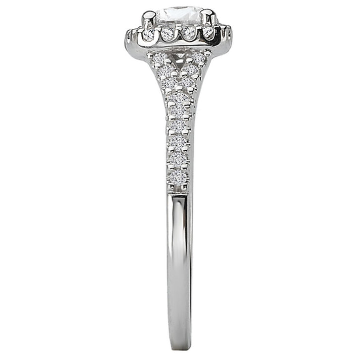 Halo Style Diamond Engagement Ring Sterling Silver White 
(Center Stone Not Included)