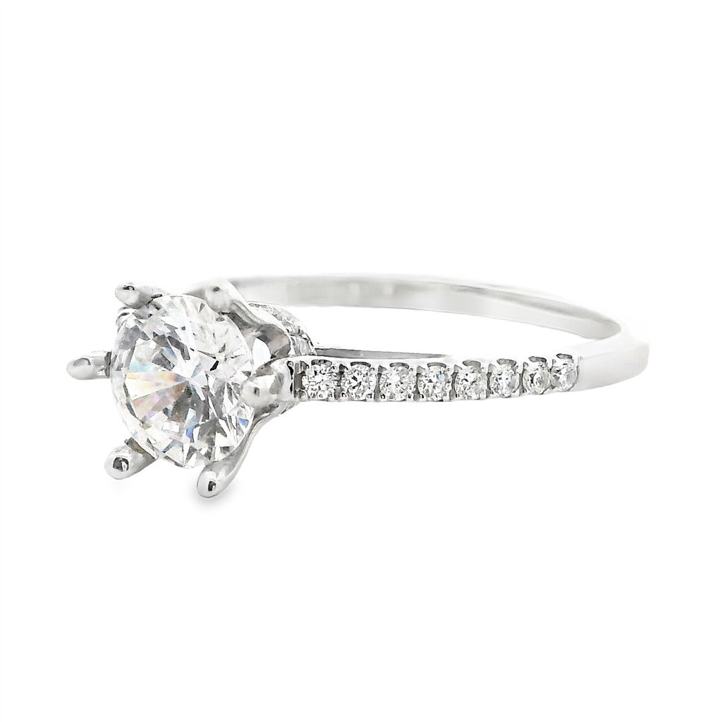Solitare Accent Style Diamond Engagement Ring 14 Karat Gold White 
(Center Stone Not Included)