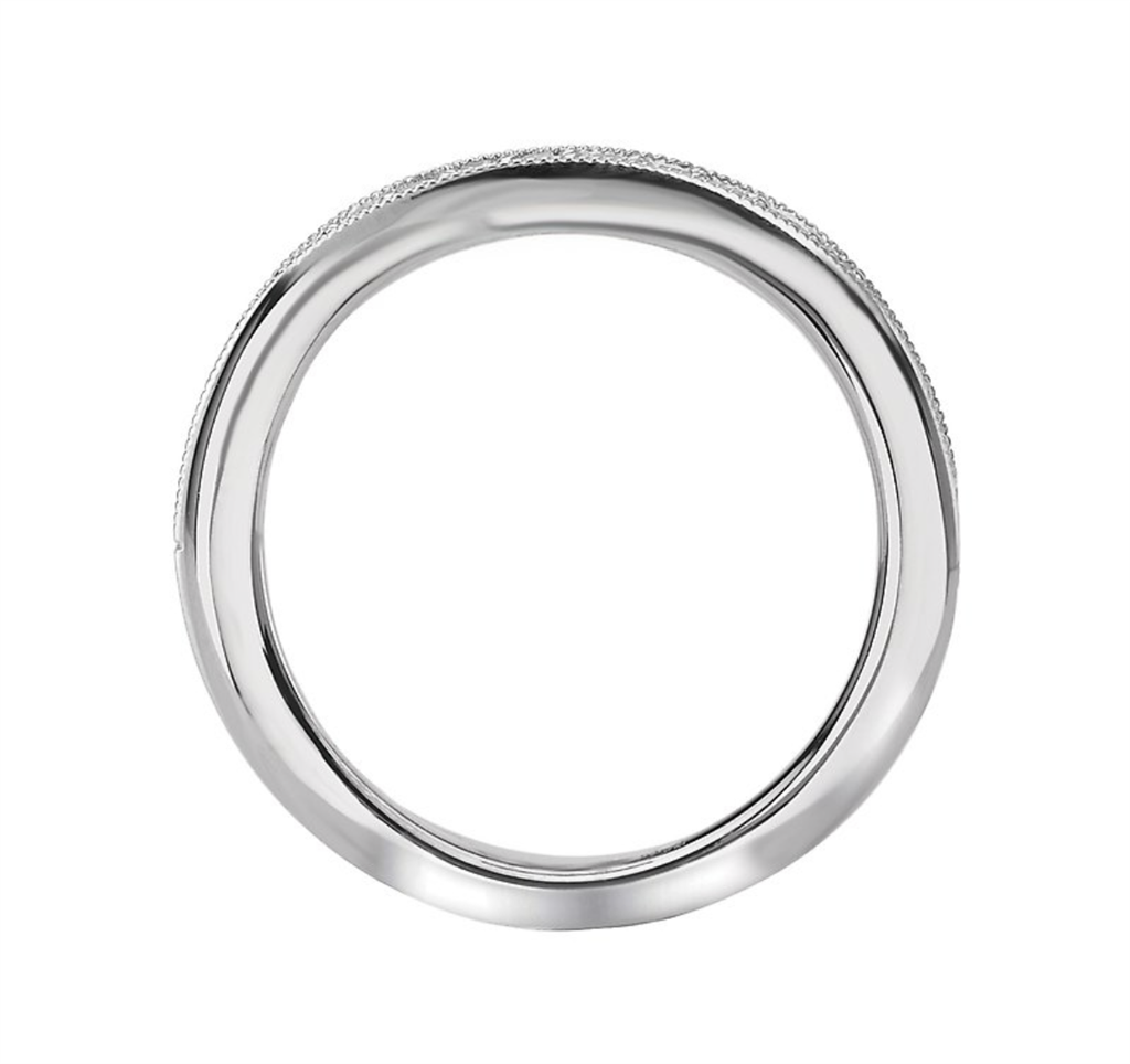 Shadow Style Diamond Wedding Band Sterling Silver Two Tone with Cubic Zirconias size 6
