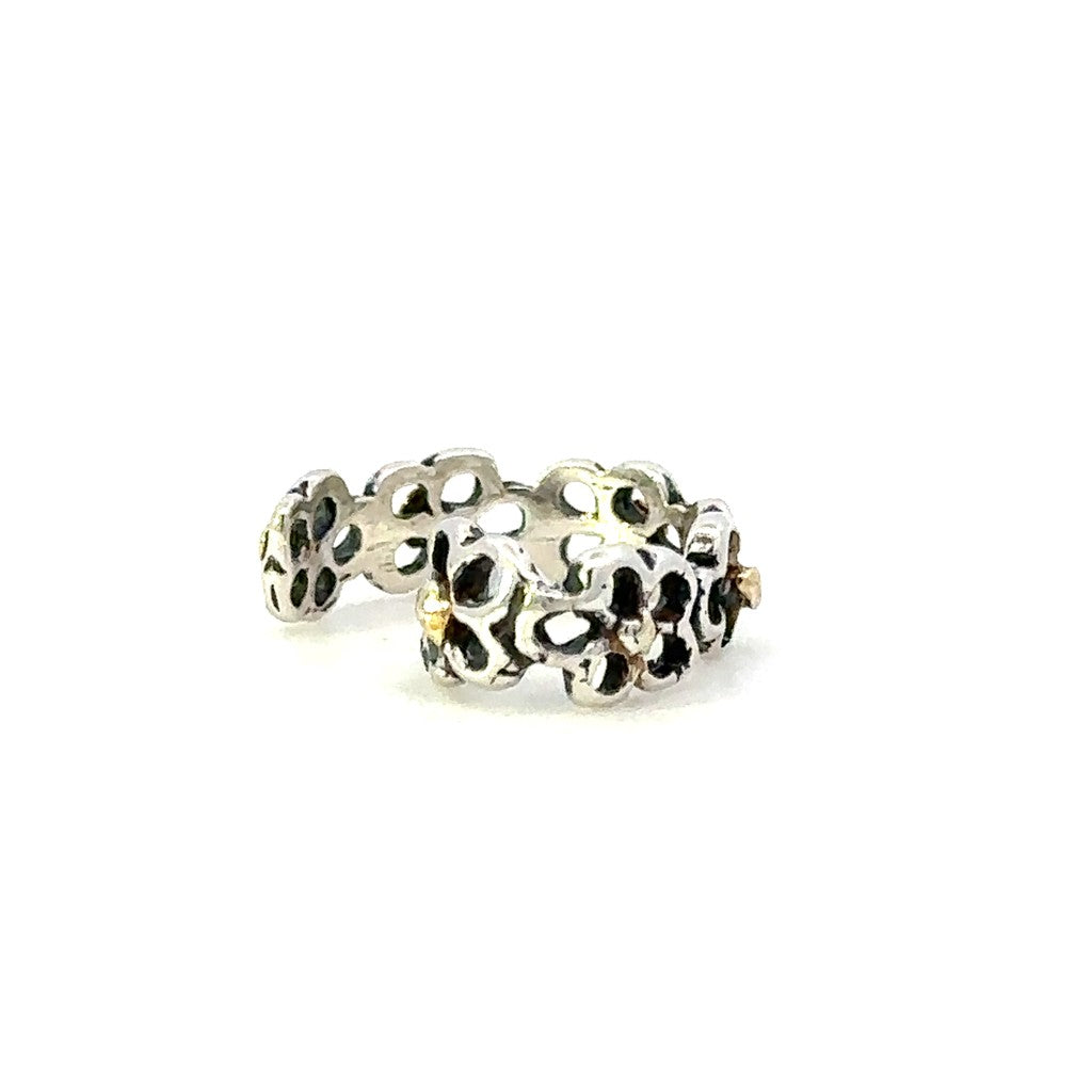 Flower Stud Sterling Silver Earrings Accented with Alaskan Gold Nuggets