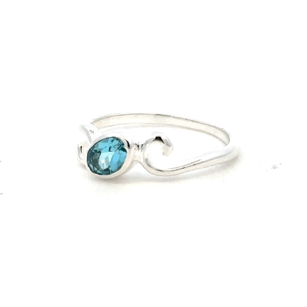 Solitare Style Rings Silver with Stones Sterling Silver White with Topaz size 7