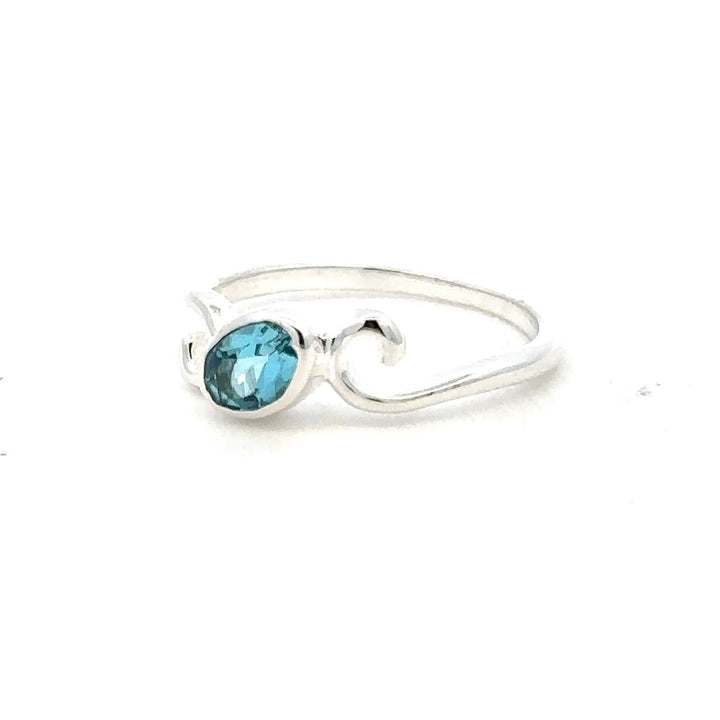 Solitare Style Rings Silver with Stones Sterling Silver White with Topaz size 7