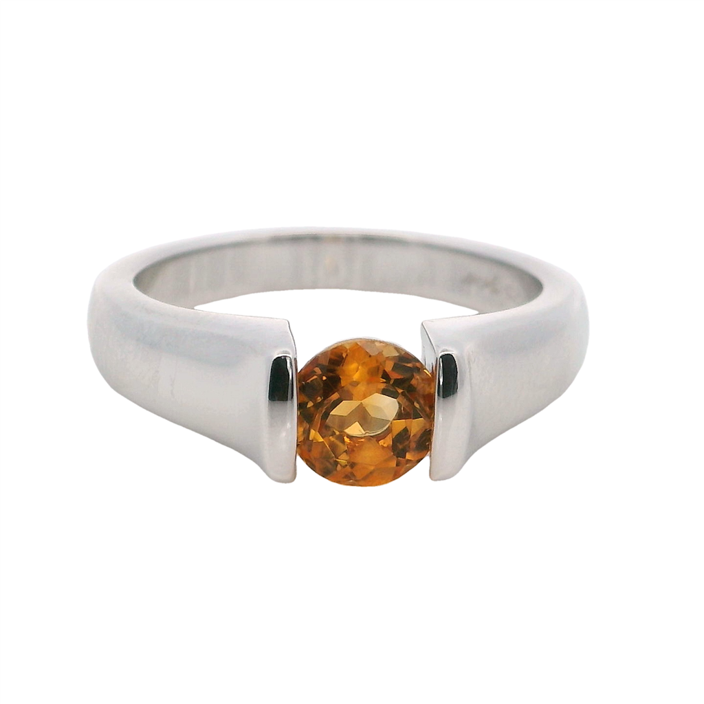 Solitare Style Rings Silver with Stones Sterling Silver White with Citrine size 7.25