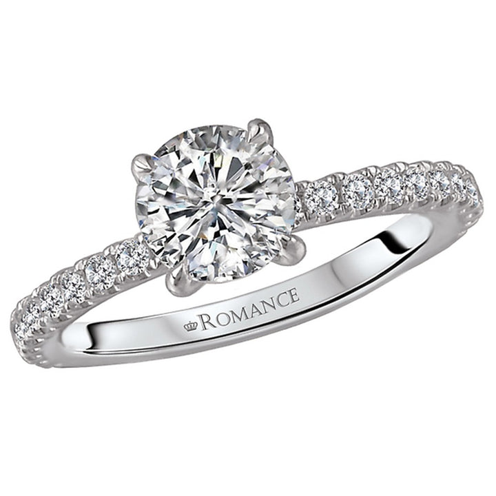 Solitare Accent Style Diamond Engagement Ring Sterling Silver White 
(Center Stone Not Included)