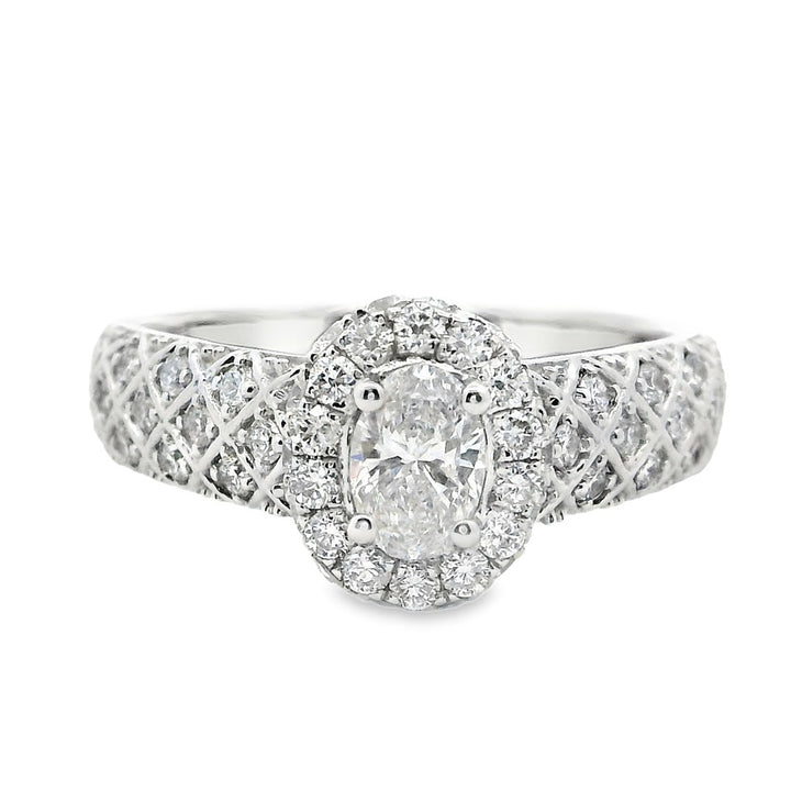 Diamond Halo Diamond Engagement Ring 14 Karat White 0.33 Carat Total Weight