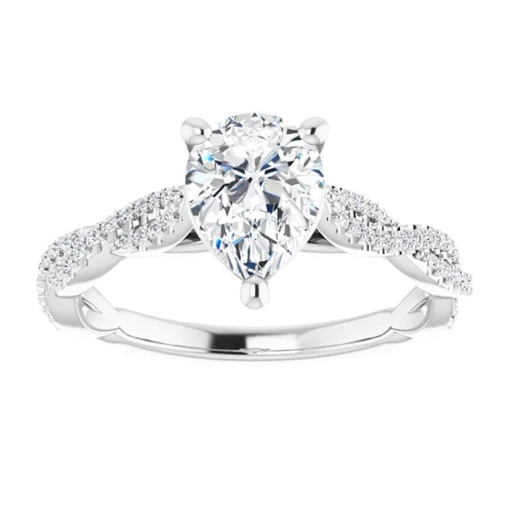 Solitare Accent Style Diamond Engagement Ring 14 Karat Gold White 
(Center Stone Not Included)