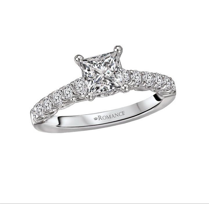 Solitare Accent Style Diamond Engagement Ring Sterling Silver White 
(Center Stone Not Included)