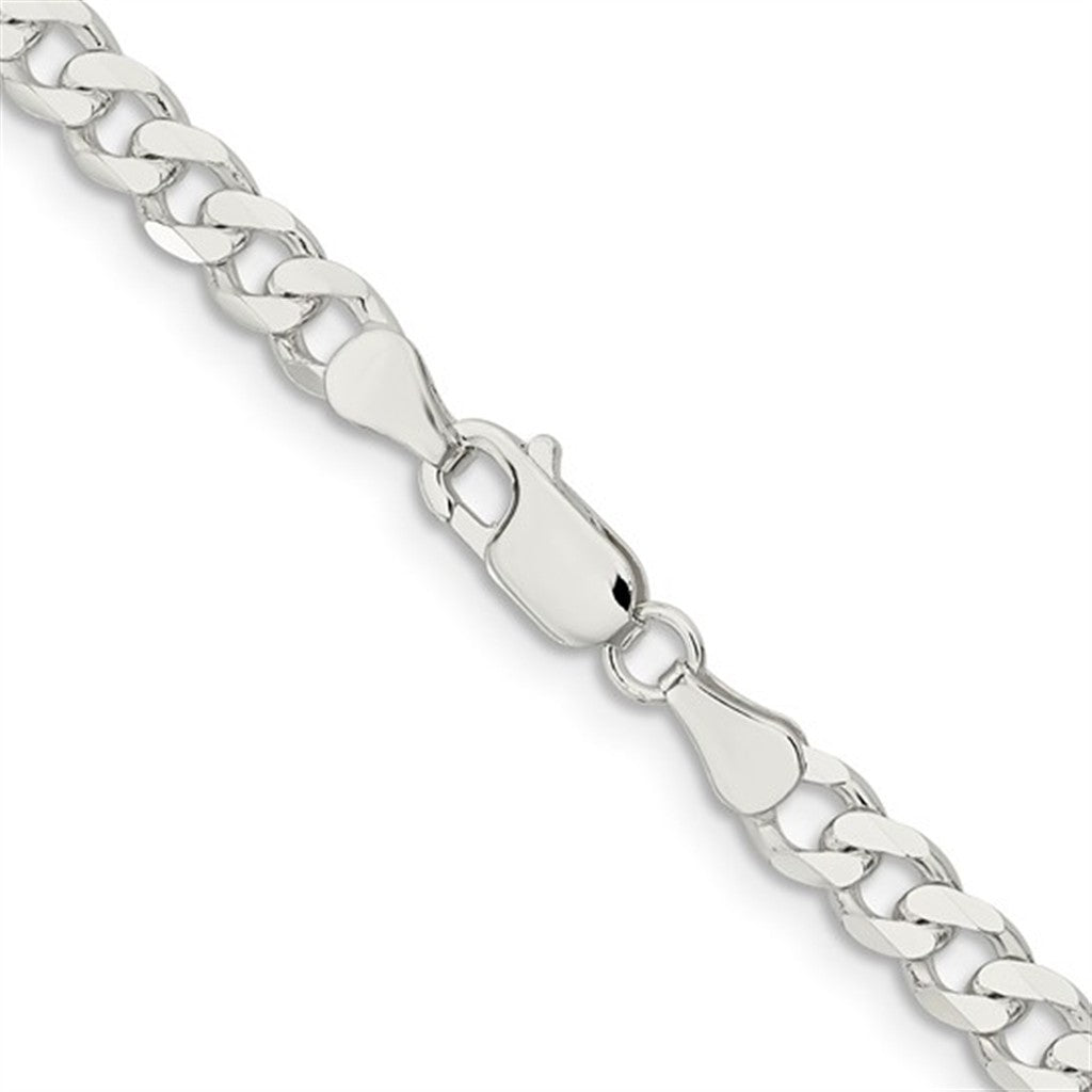 White Sterling Silver 6 MM Curb Chain 30" Long