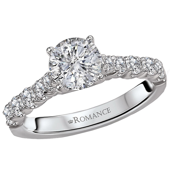 Solitare Accent Style Diamond Engagement Ring Sterling Silver White 
(Center Stone Not Included)