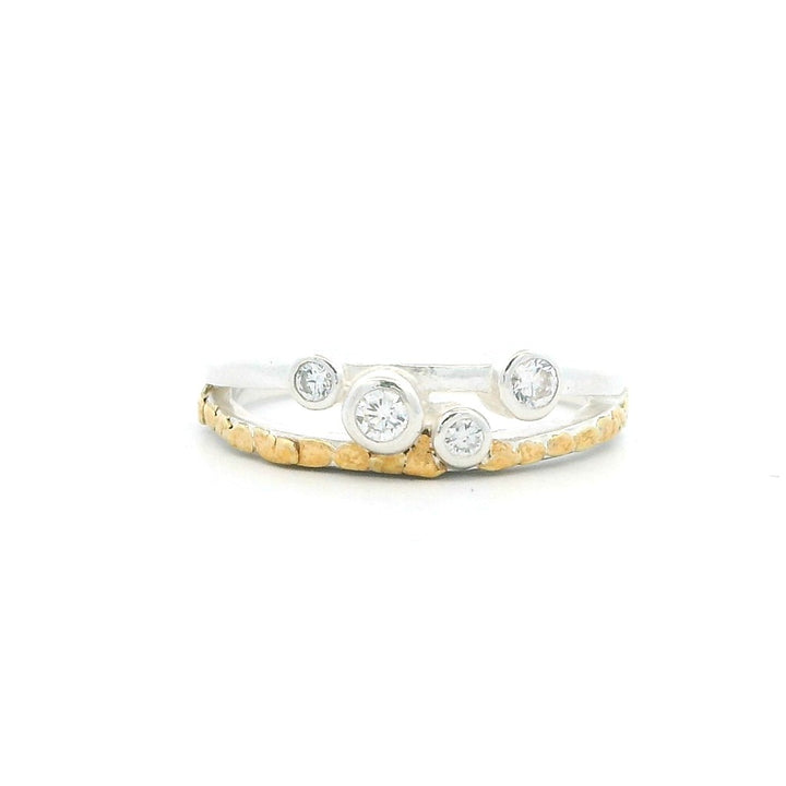 Contemporary Style Womens Fashion Alaskan Gold Nugget Ring 14 Karat Gold & Alaskan Gold Nugget Yellow with Diamonds size 7