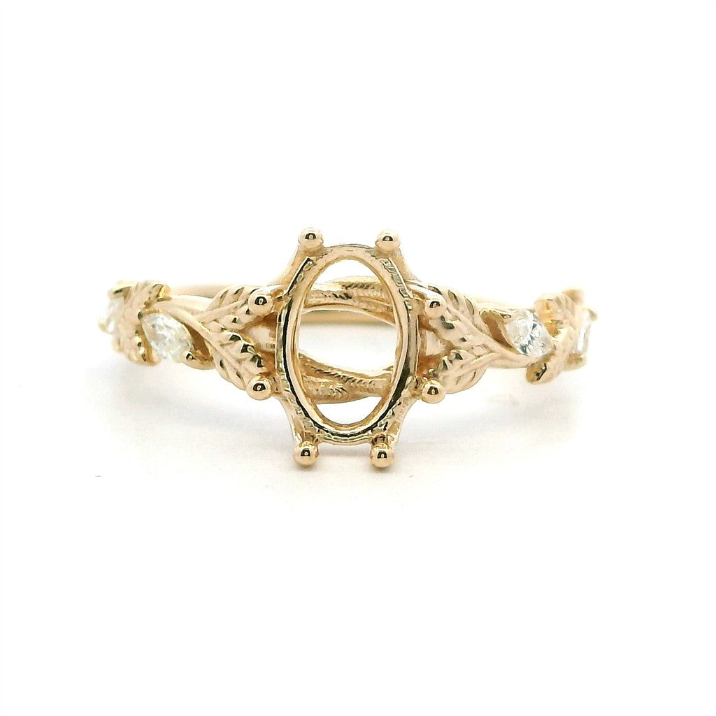 Contemporary Diamond Engagement Ring Yellow 14 Karat Gold & Alaskan Gold Nugget For A 1.58 Carat Oval Center Stone