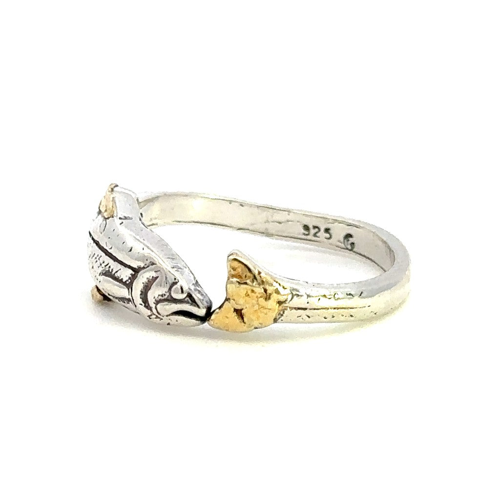 Sea Life Gold Nugget Ring Sterling Silver Size 8
