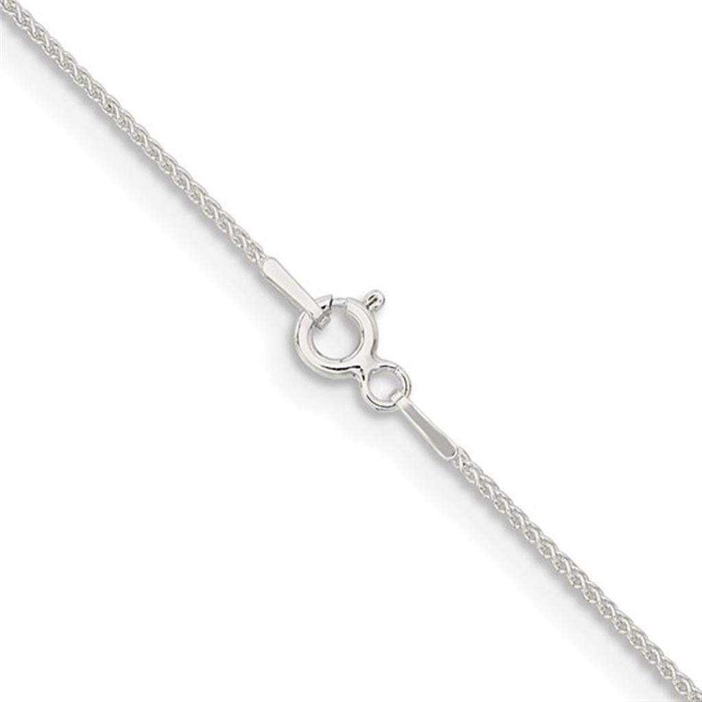 White Sterling Silver 1 MM Spiga Chain 16" Long