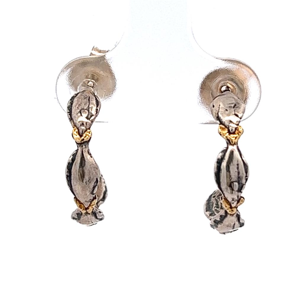 Halibut Hoop Sterling Silver Earrings Accented with Alaskan Gold Nuggets