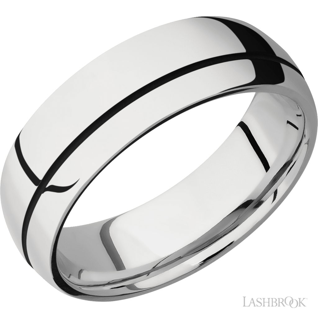 Straight Inlay Style Wedding Band 14 KT White 7mm wide size 10