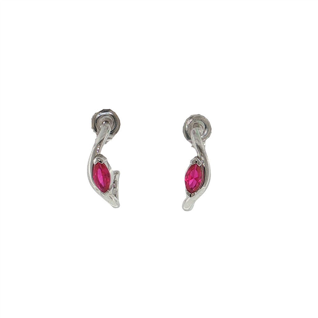 Sterling Silver Post Earrings With Colored Stone