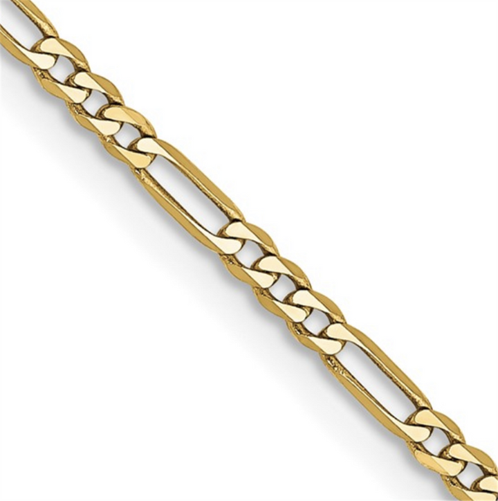 Figaro Link Chain 14 Karat Gold Yellow 1.8 MM Wide 16' In Length