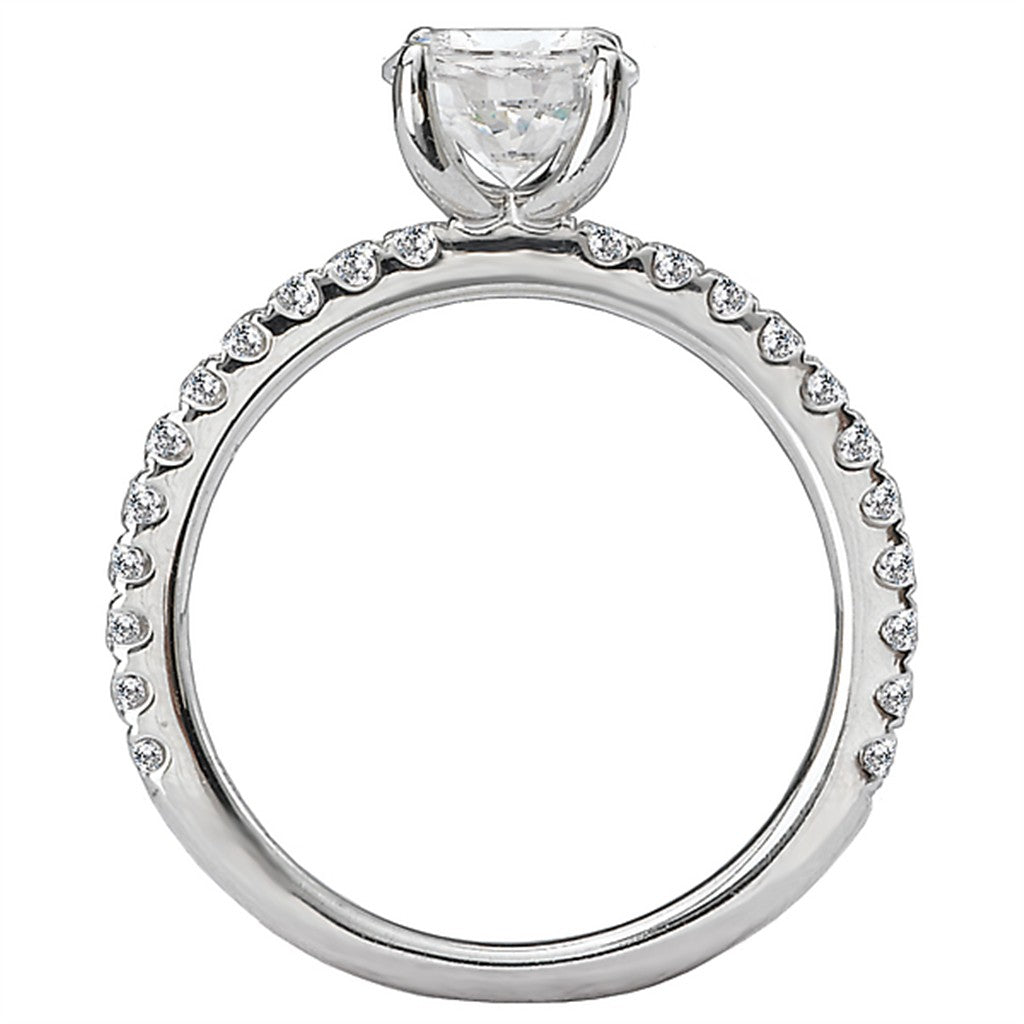 Solitare Accent Style Diamond Engagement Ring Sterling Silver White 
(Center Stone Not Included)