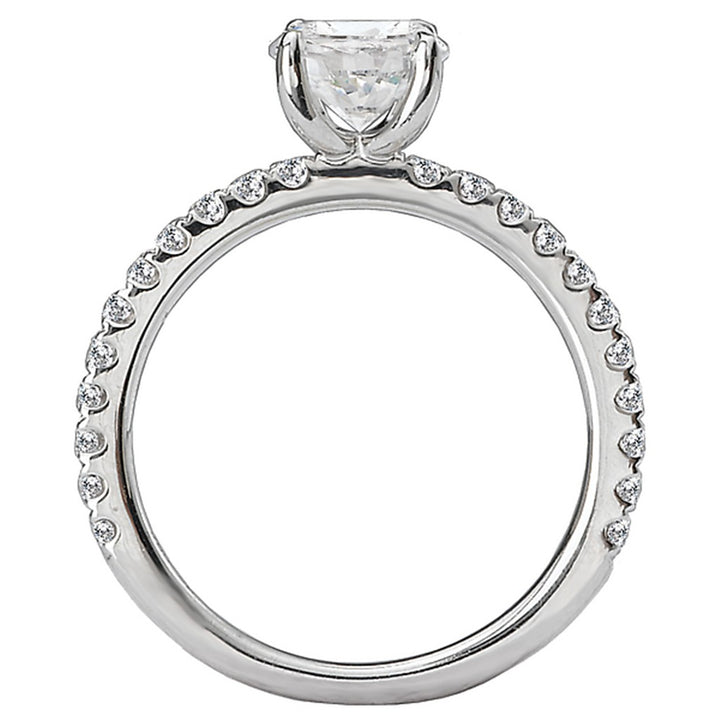 Solitare Accent Style Diamond Engagement Ring Sterling Silver White 
(Center Stone Not Included)