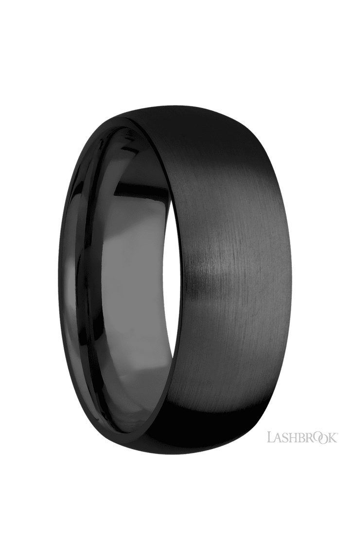 8 mm wide Domed Zirconium band.