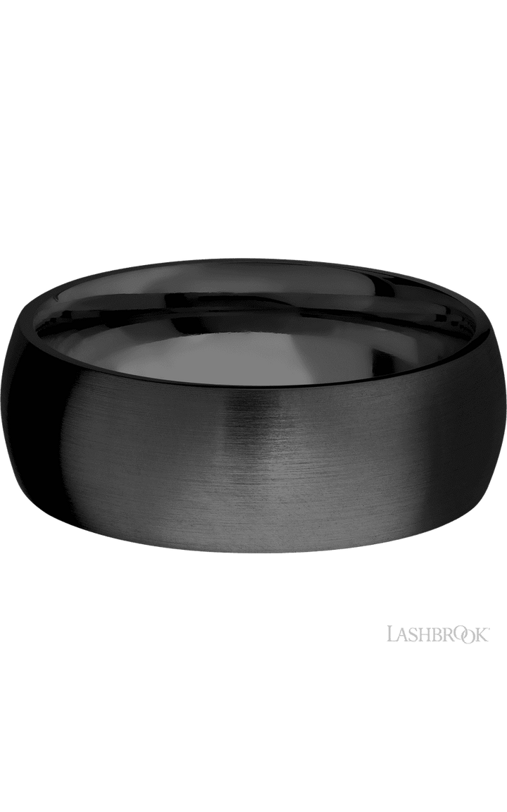 8 mm wide Domed Zirconium band.