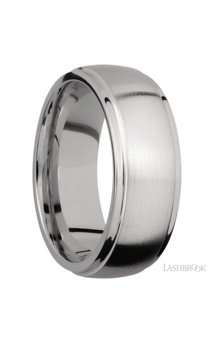 8 mm wide Domed Stepped Down Edges Titanium band.