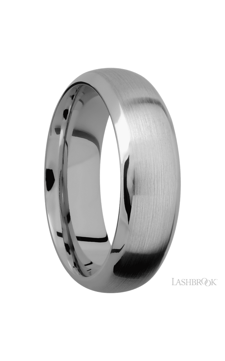 7 mm wide Domed Bevel Titanium band.