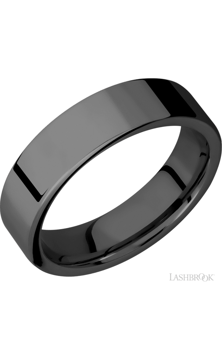 6 mm wide Flat Zirconium band.