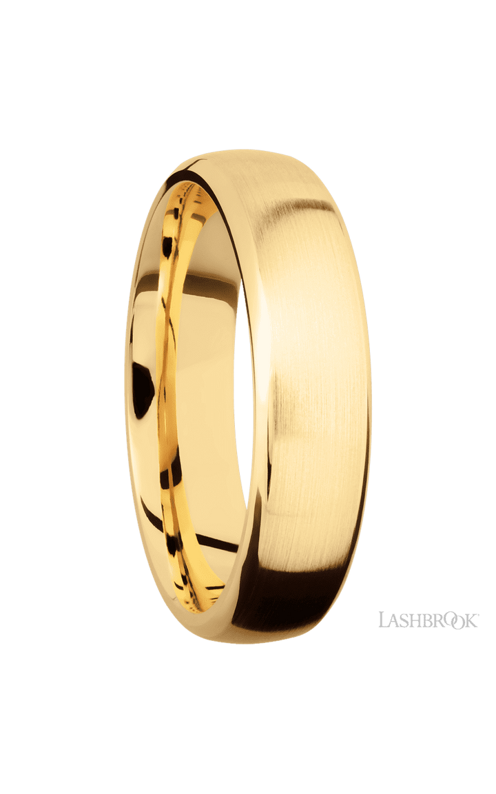 6 mm wide Domed Bevel 14K Yellow Gold band.