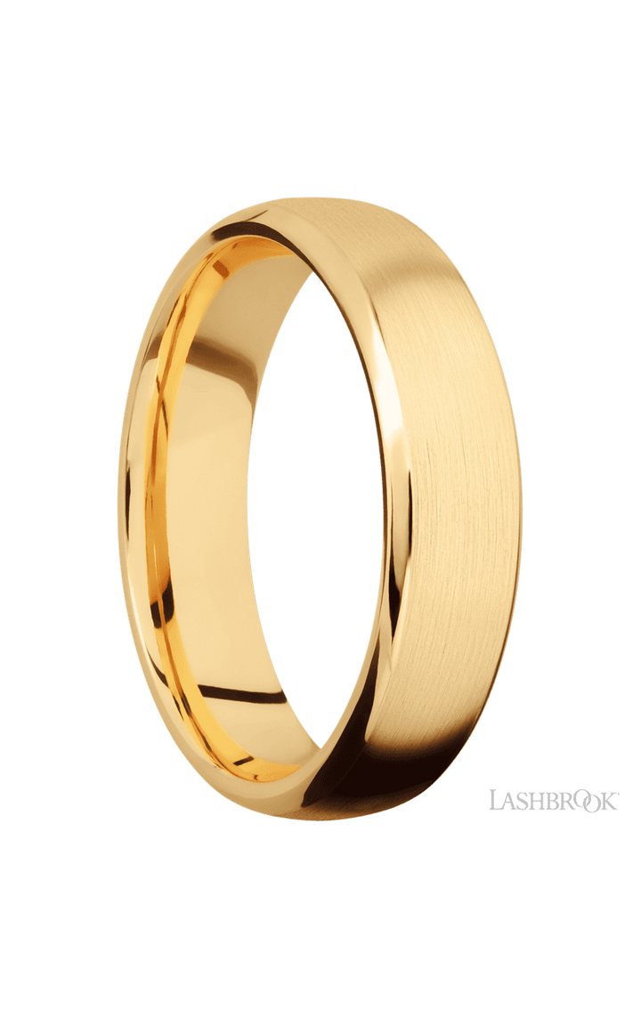 6 mm wide Domed Bevel 14K Yellow Gold band.