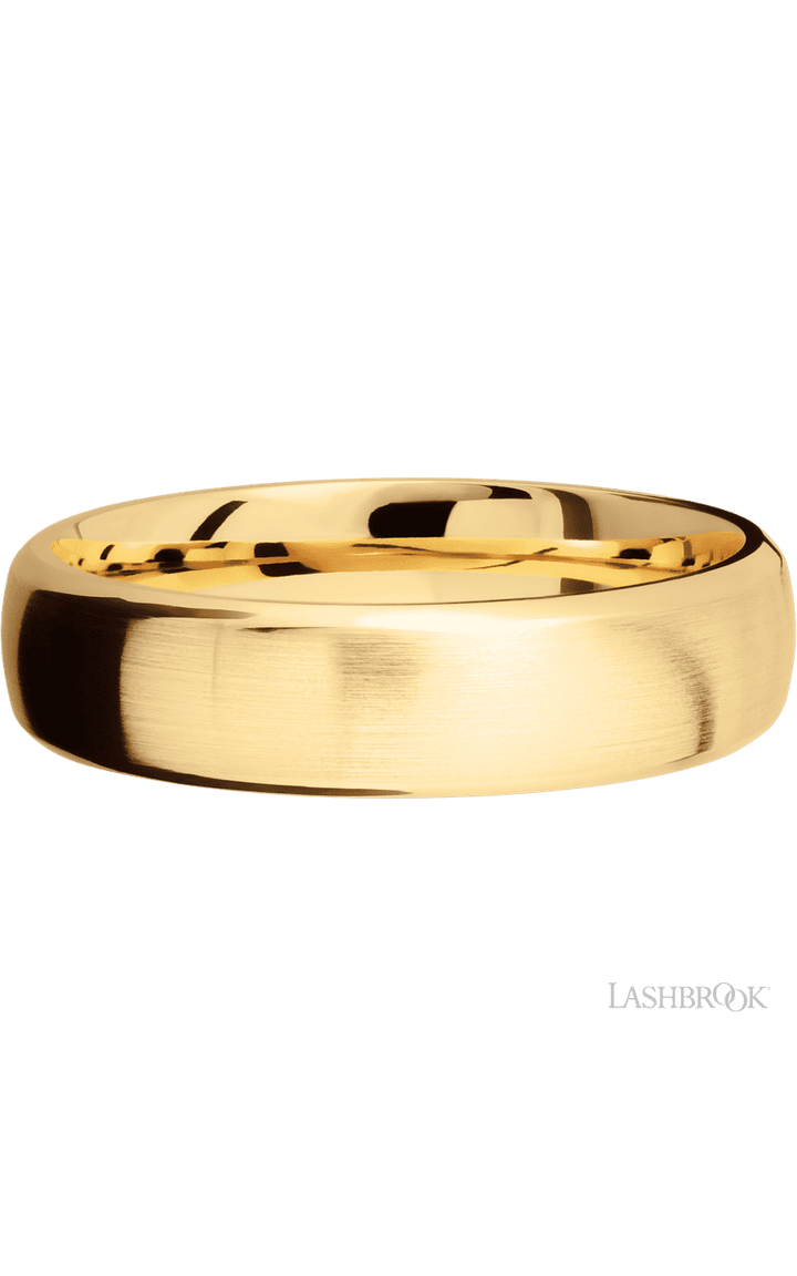 6 mm wide Domed Bevel 14K Yellow Gold band.