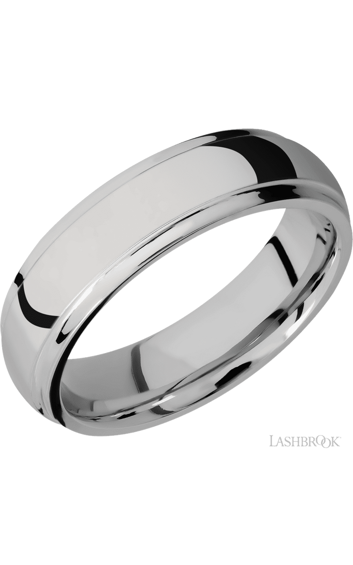 6 mm wide Domed Stepped Down Edges Titanium band.