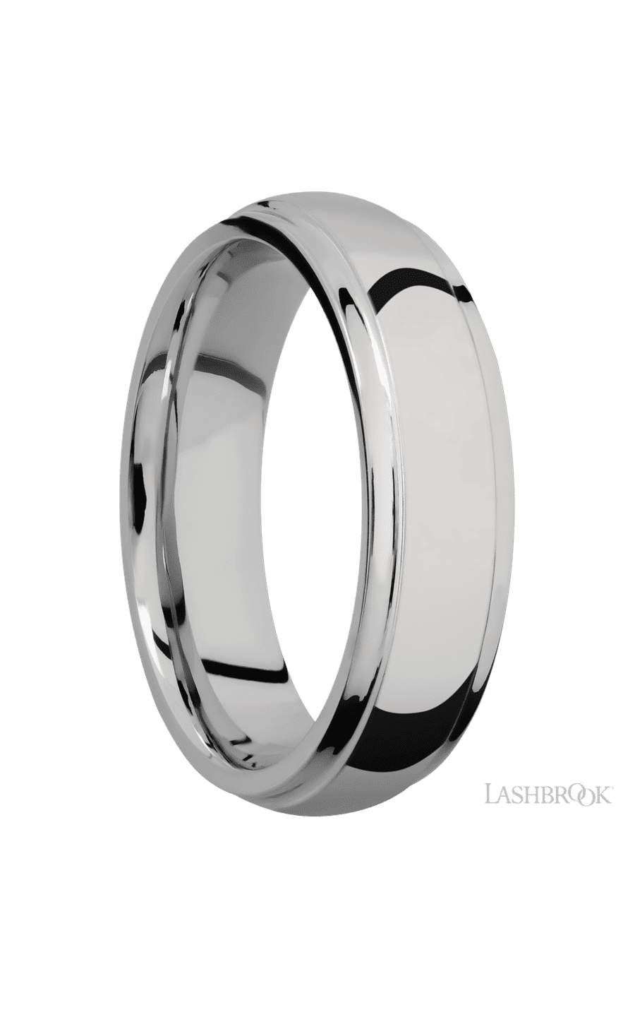 6 mm wide Domed Stepped Down Edges Titanium band.