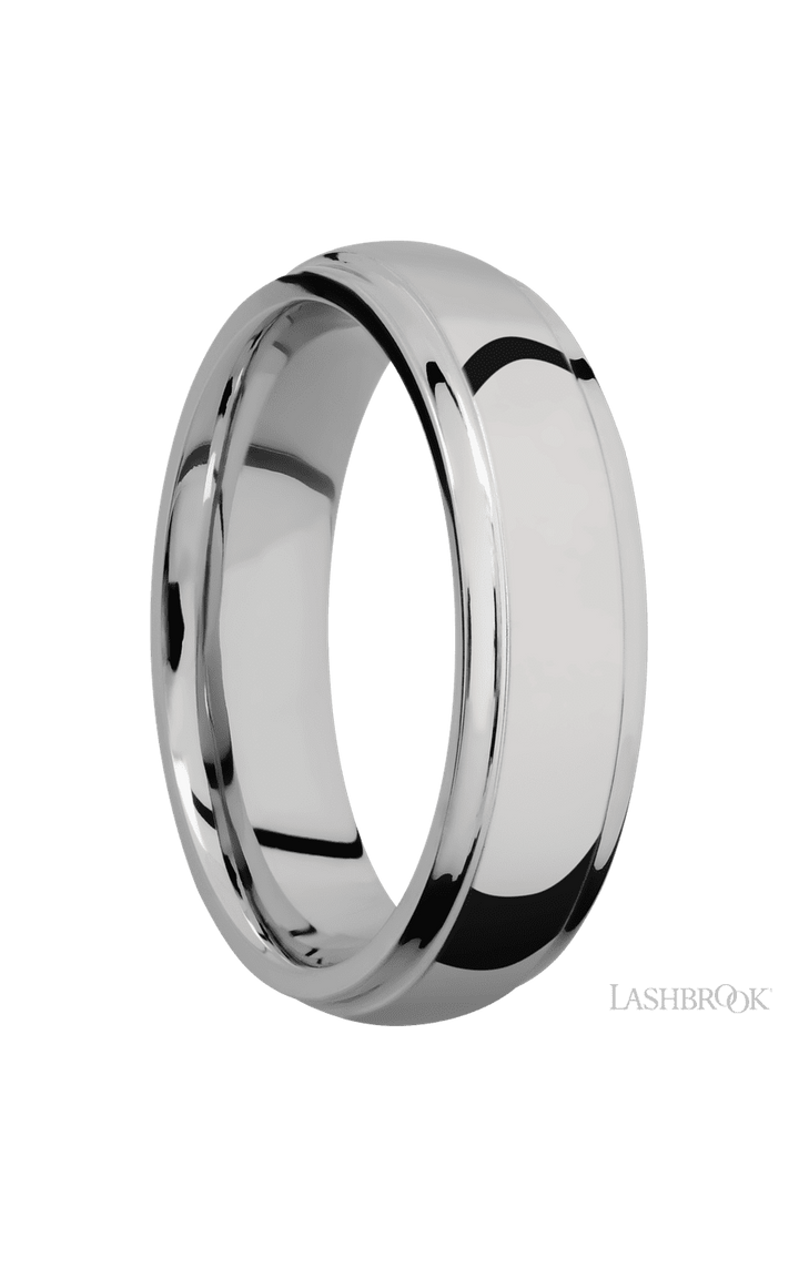6 mm wide Domed Stepped Down Edges Titanium band.