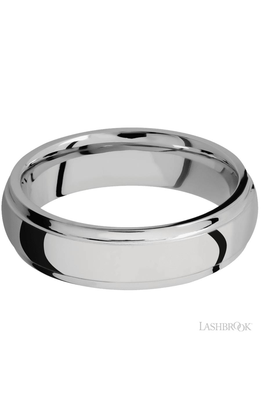 6 mm wide Domed Stepped Down Edges Titanium band.