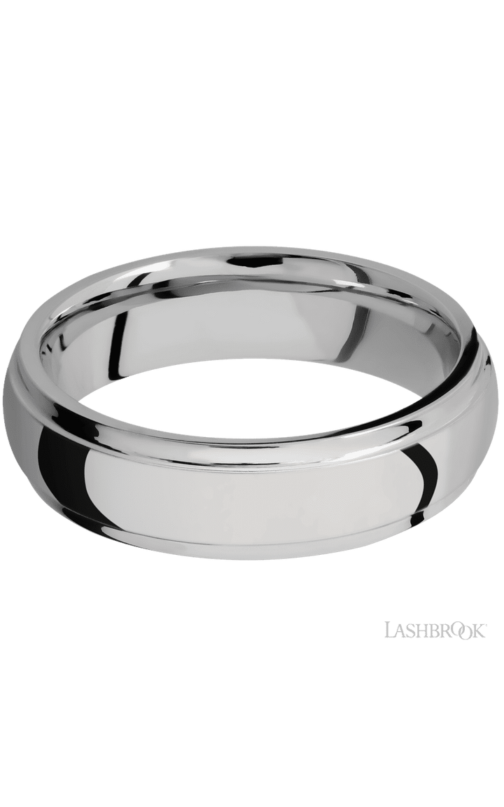 6 mm wide Domed Stepped Down Edges Titanium band.