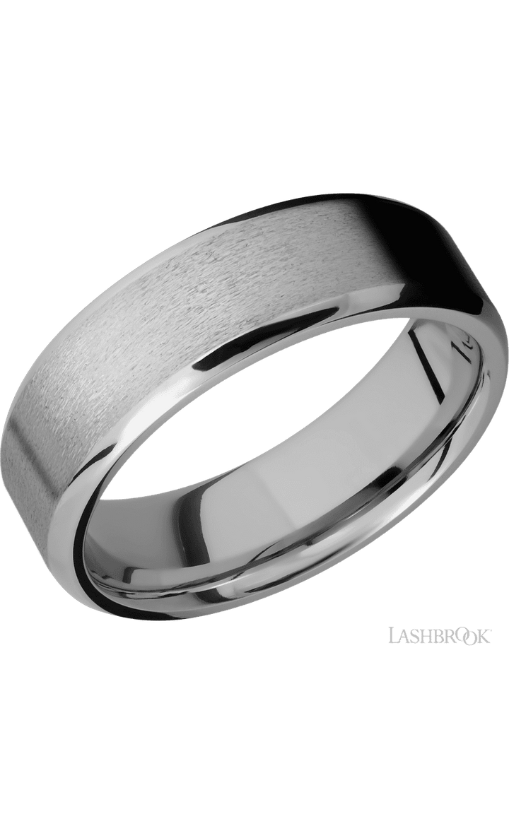 7 mm wide Beveled Titanium band.