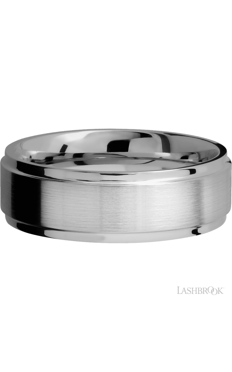 7 mm wide Flat Grooved Edges Titanium band.