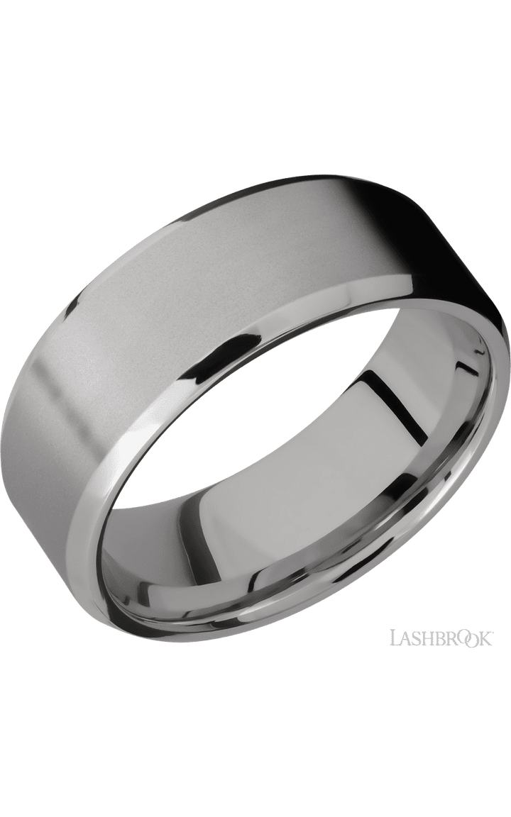 8 mm wide Beveled Titanium band.