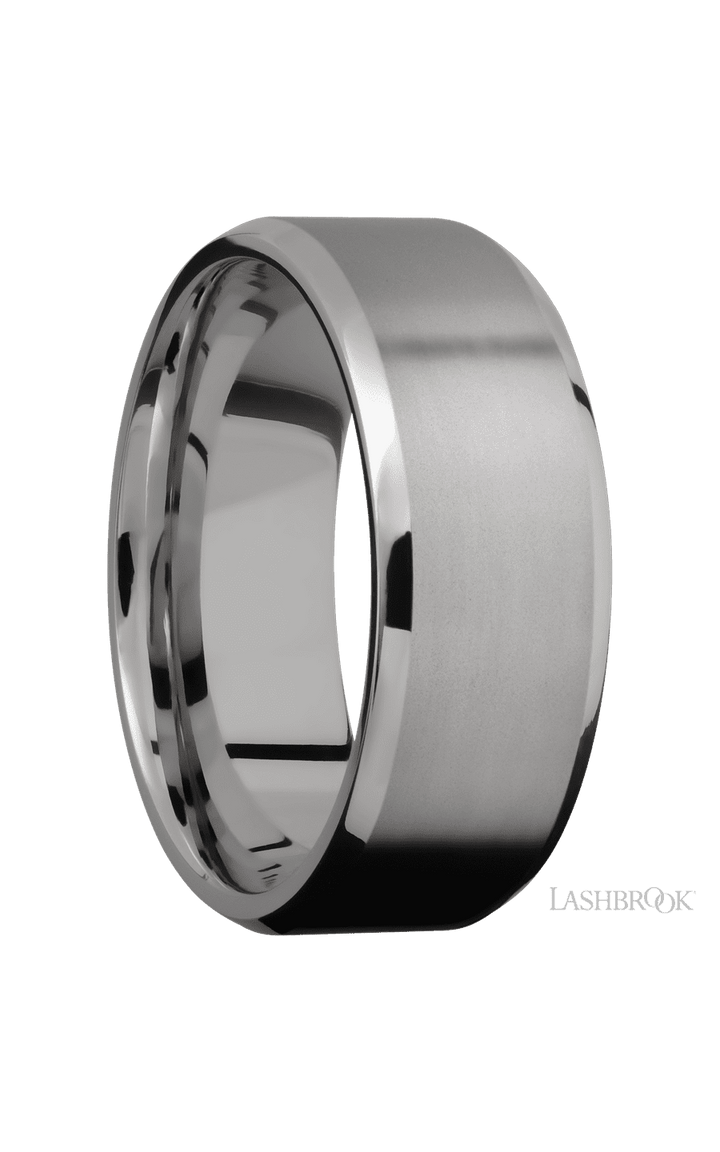 8 mm wide Beveled Titanium band.