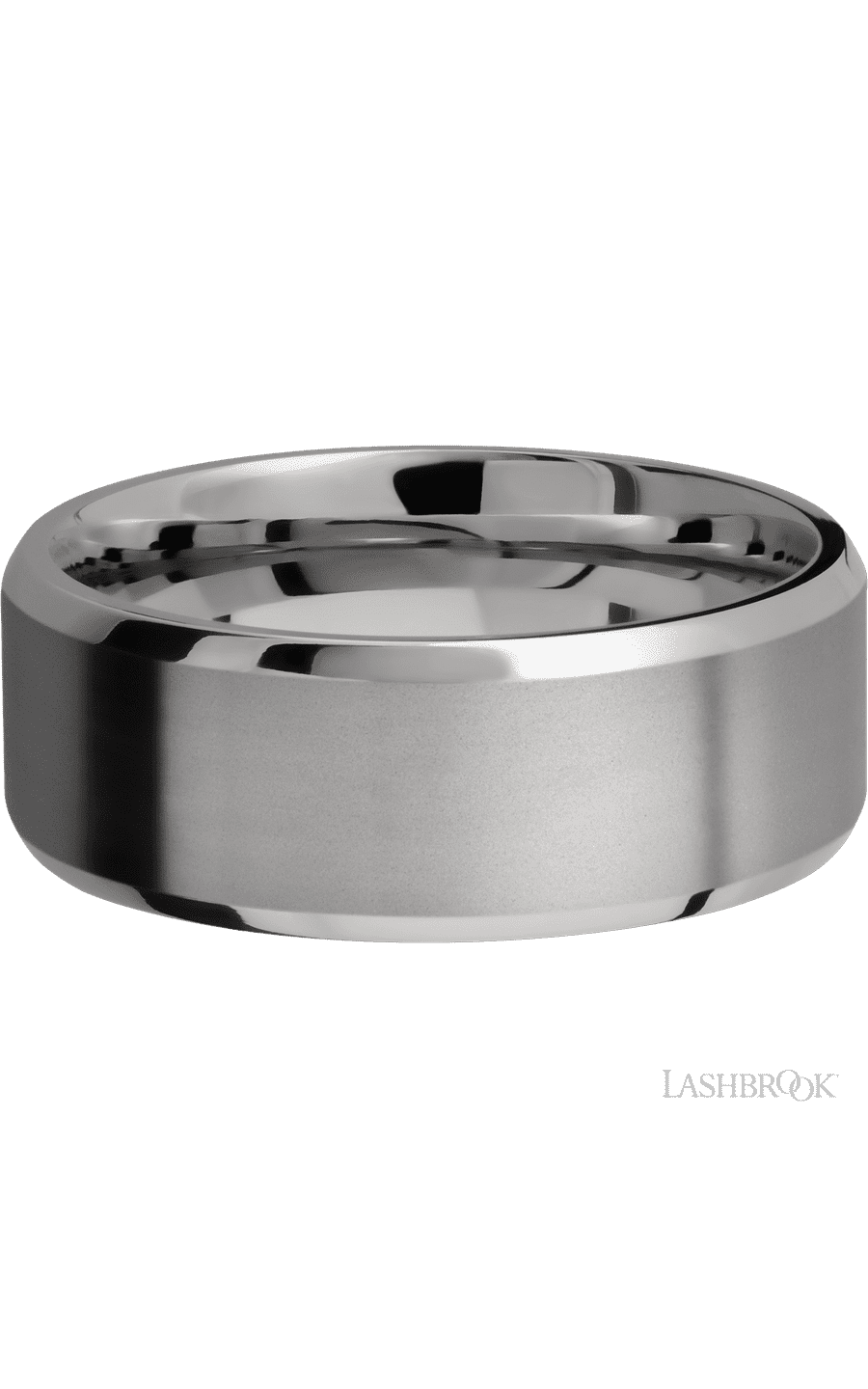 8 mm wide Beveled Titanium band.