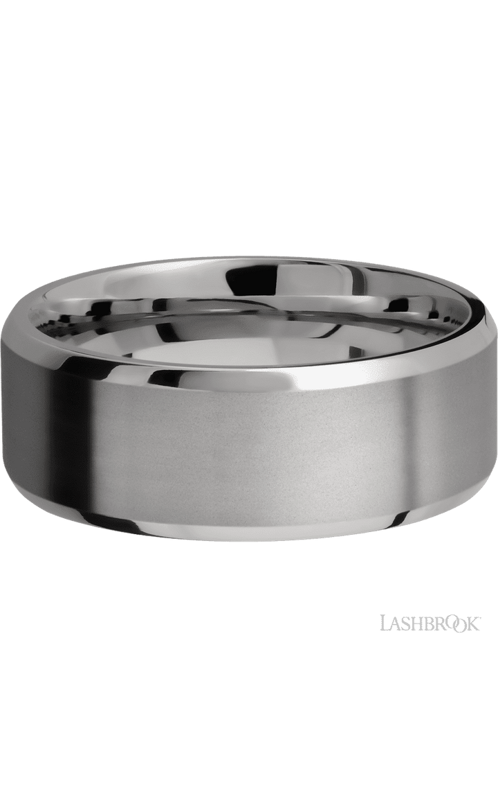 8 mm wide Beveled Titanium band.