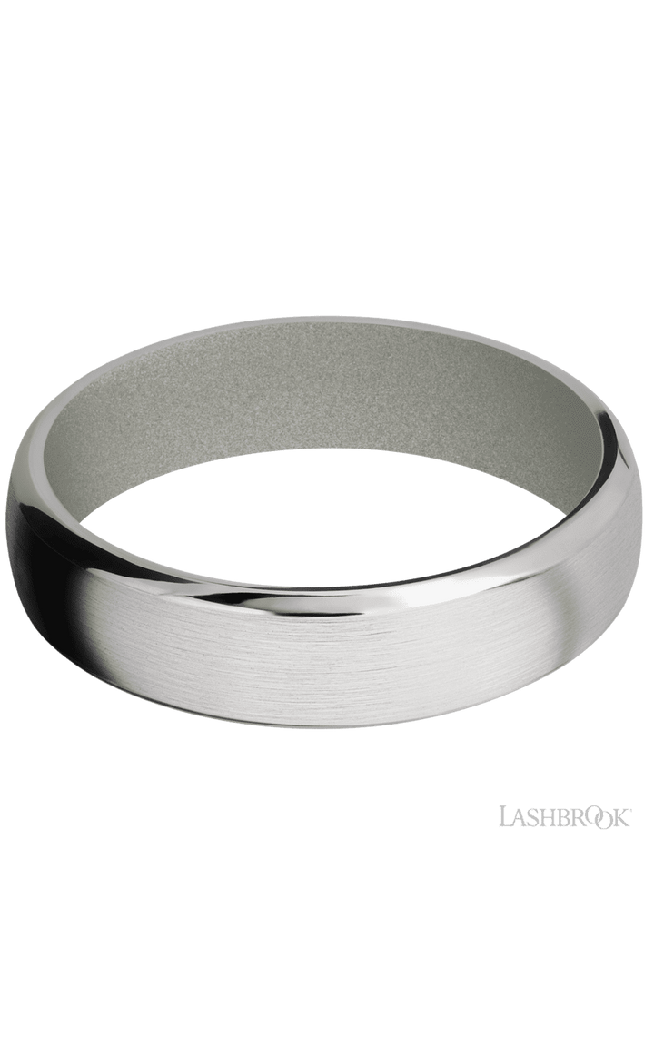 6 mm wide Domed Bevel Cobalt Chrome band featuring a Gun Metal Grey sleeve.