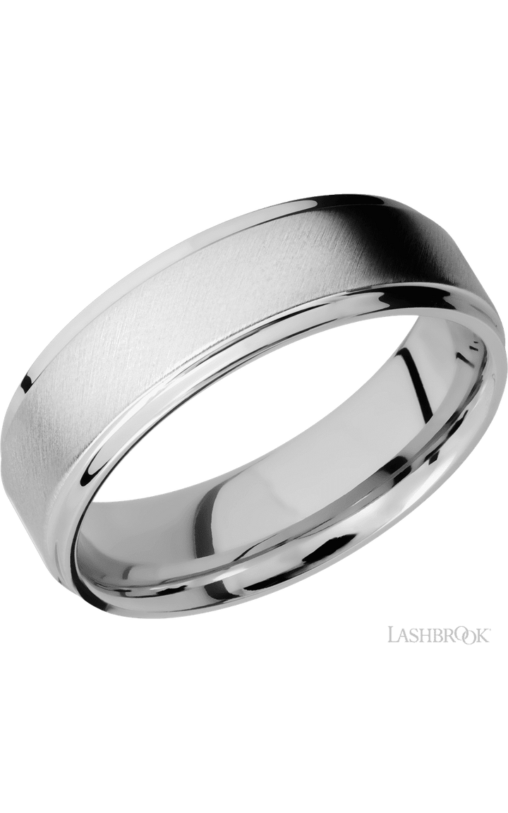 7 mm wide Flat Grooved Edges Cobalt Chrome band.