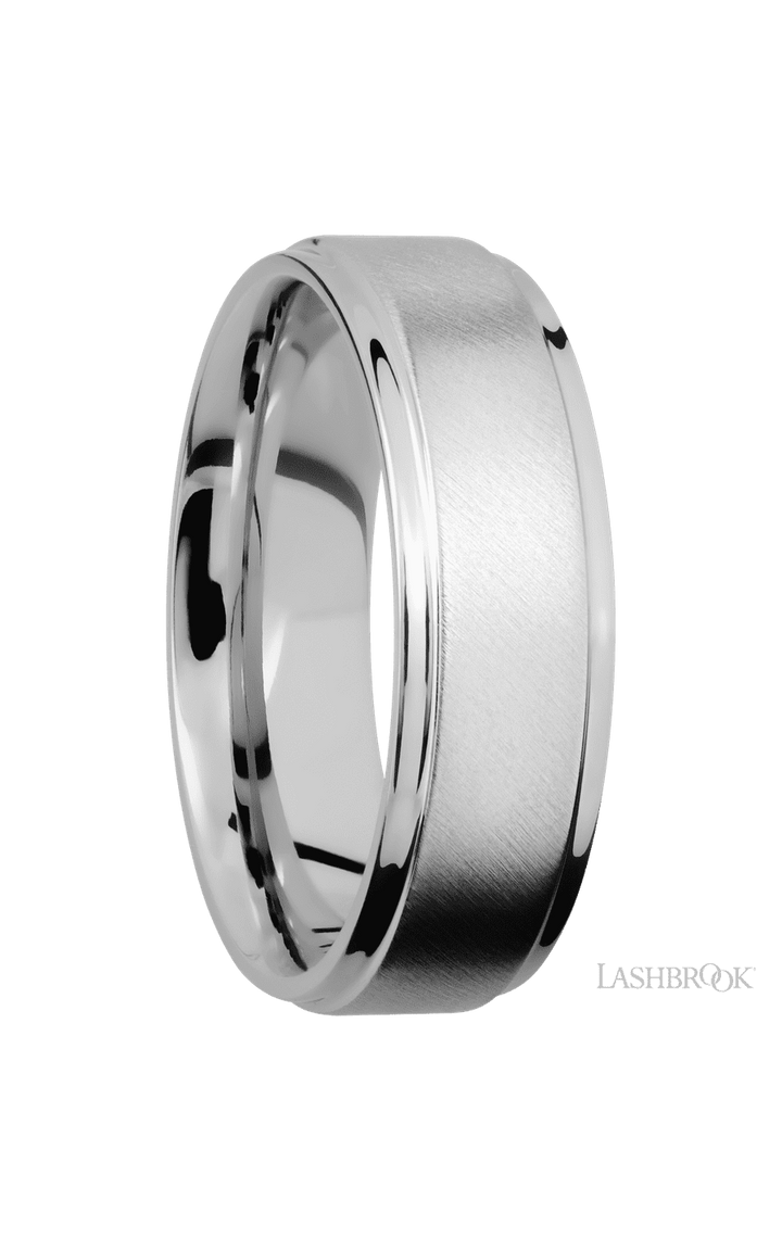 7 mm wide Flat Grooved Edges Cobalt Chrome band.