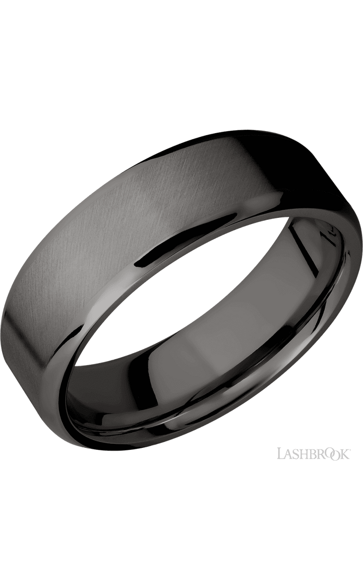 7 mm wide Beveled Tantalum Noir band.