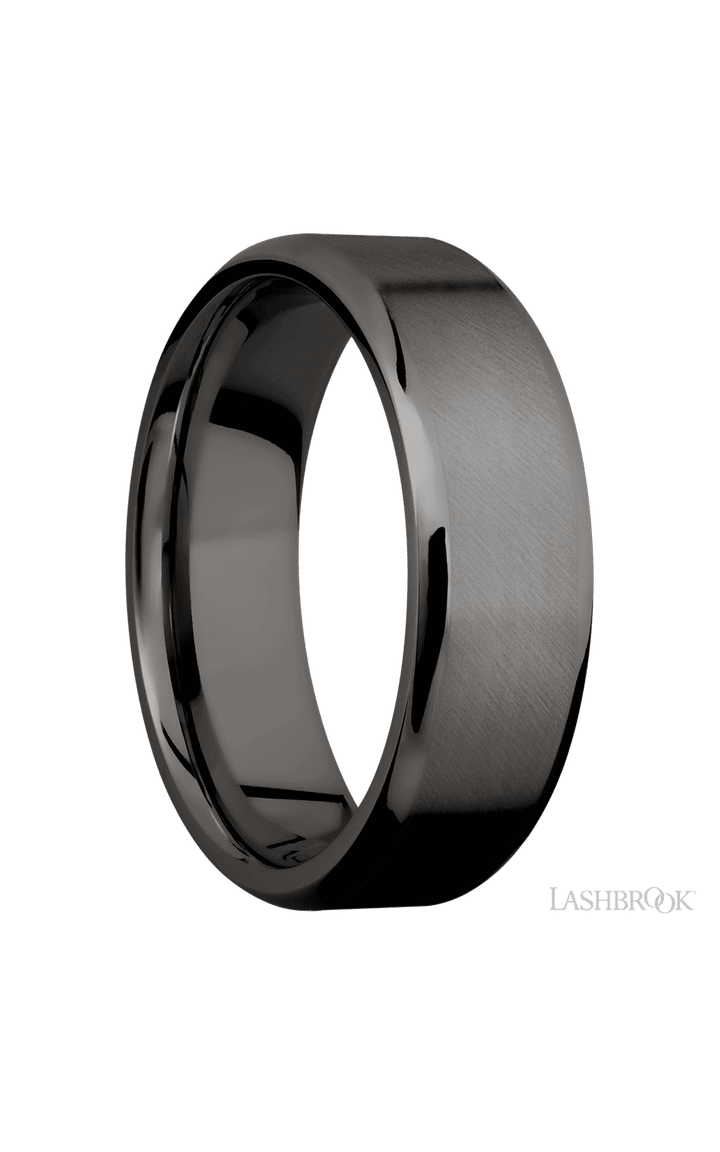 7 mm wide Beveled Tantalum Noir band.