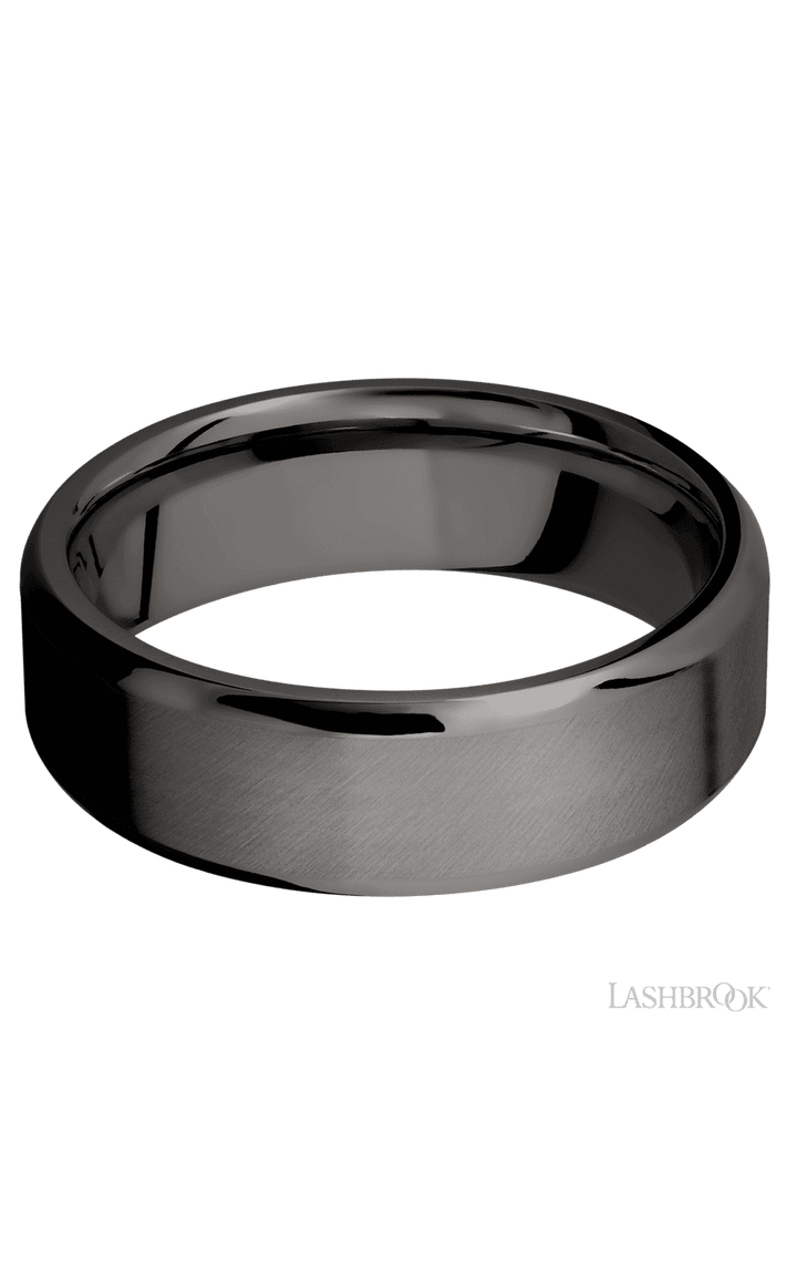 7 mm wide Beveled Tantalum Noir band.