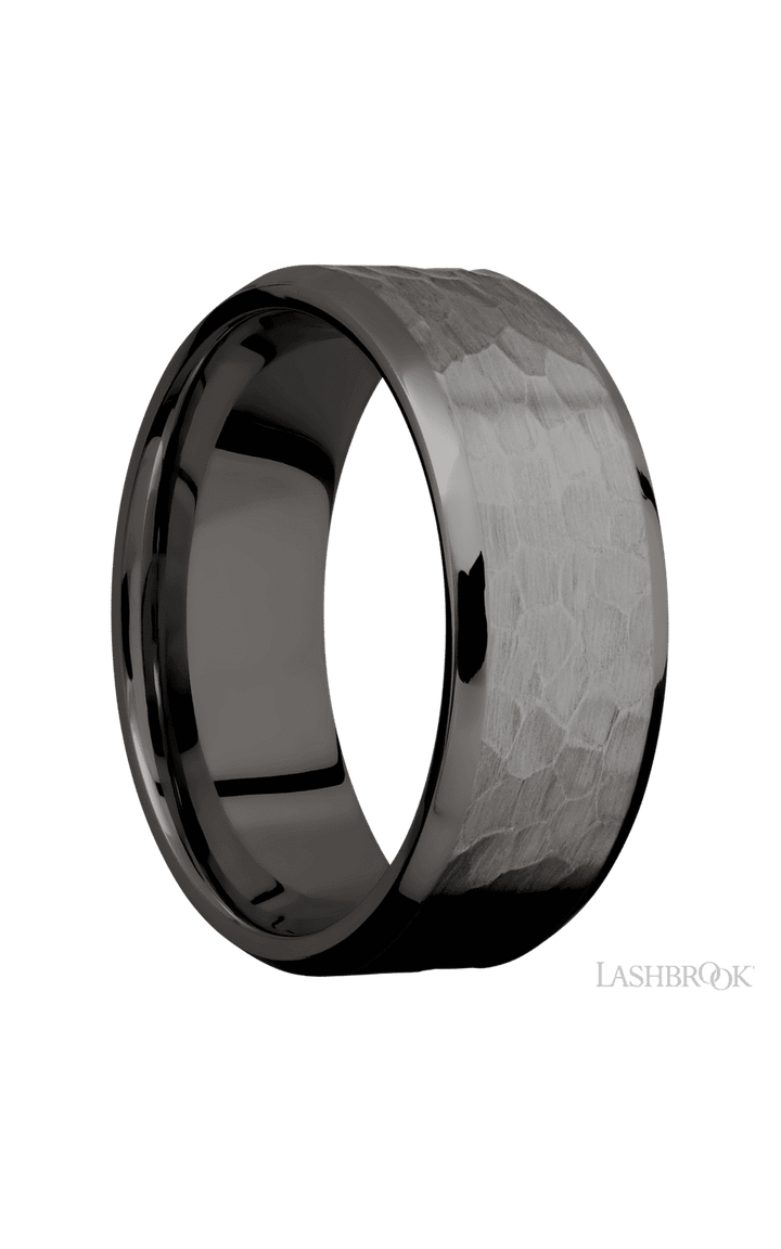 8 mm wide Beveled Tantalum Noir band.