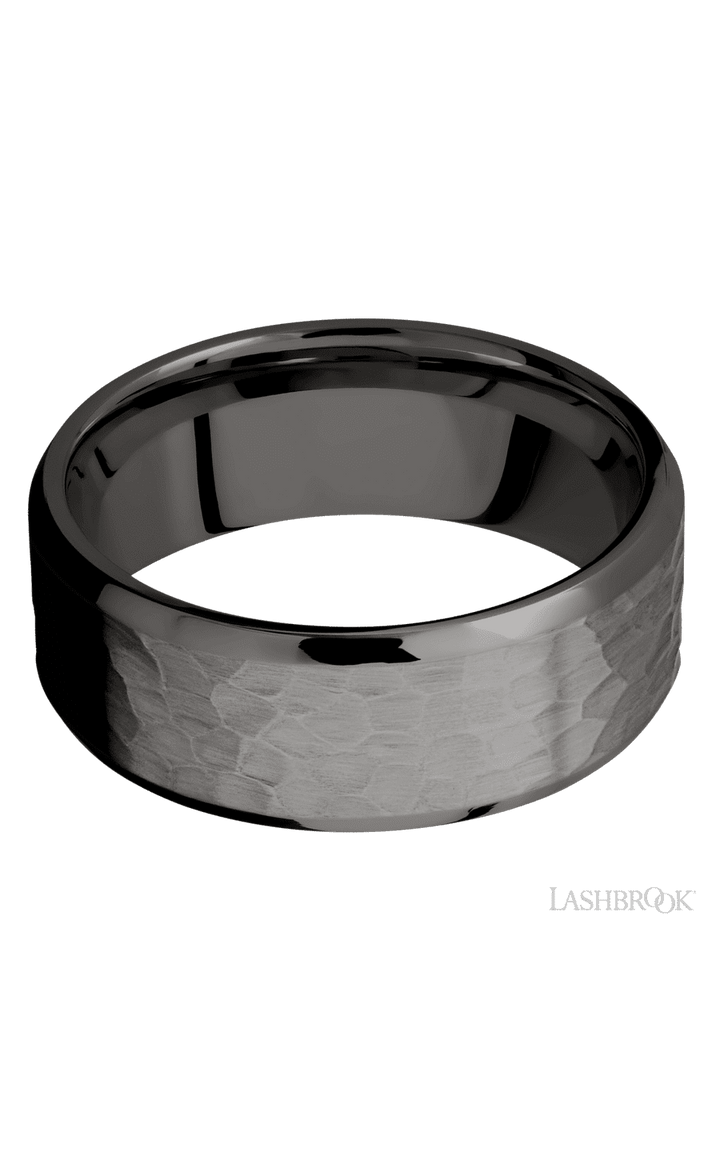 8 mm wide Beveled Tantalum Noir band.